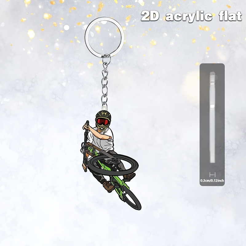 Mountain Biking Holidays - 2D Cartoon Mountain Bike Athlete Keychain