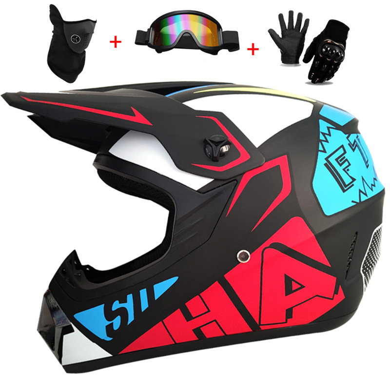 3Pcs Kids Off-Road Full Helmet - Mountain Biking Helmet Full Face ulasan dan harga