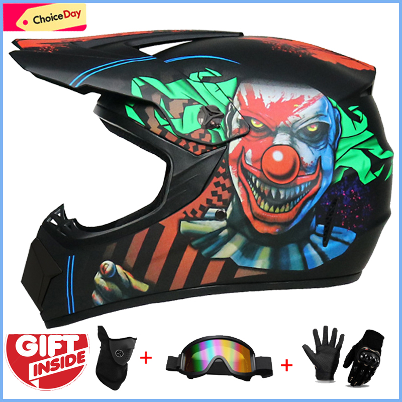 3Pcs Kids Off-Road Full Helmet - Mountain Biking Helmet Full Face ulasan dan harga