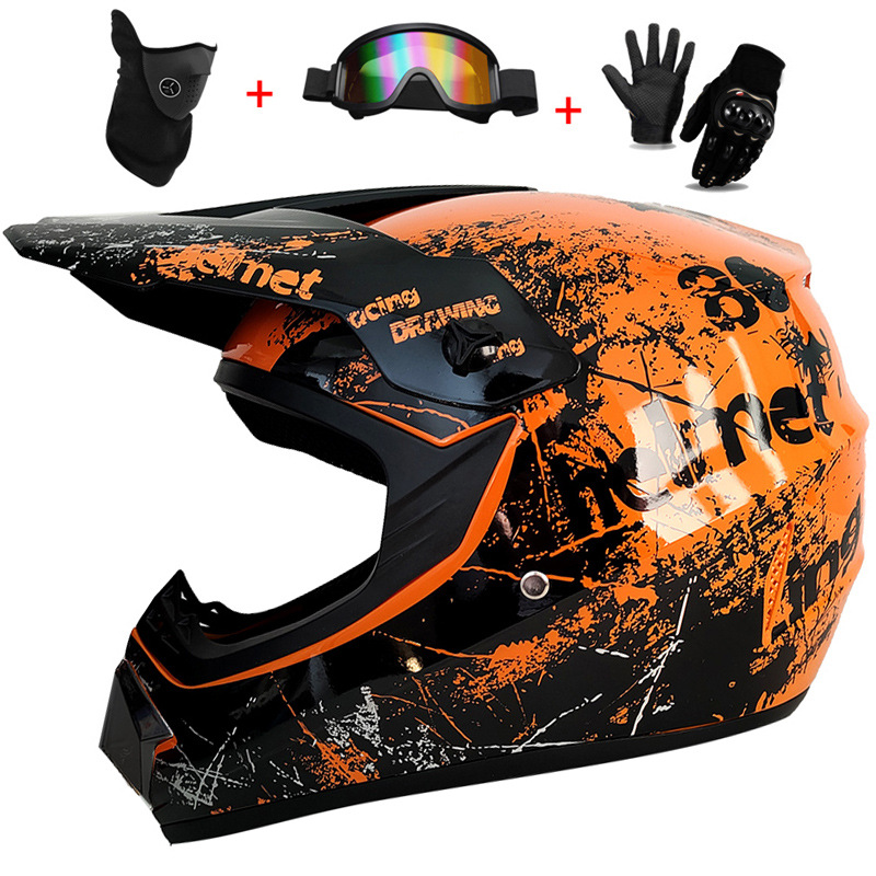 3Pcs Kids Off-Road Full Helmet - Mountain Biking Helmet Full Face ulasan dan harga