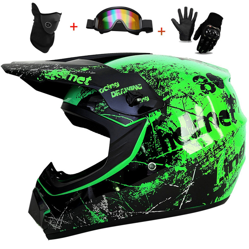 3Pcs Kids Off-Road Full Helmet - Mountain Biking Helmet Full Face ulasan dan harga